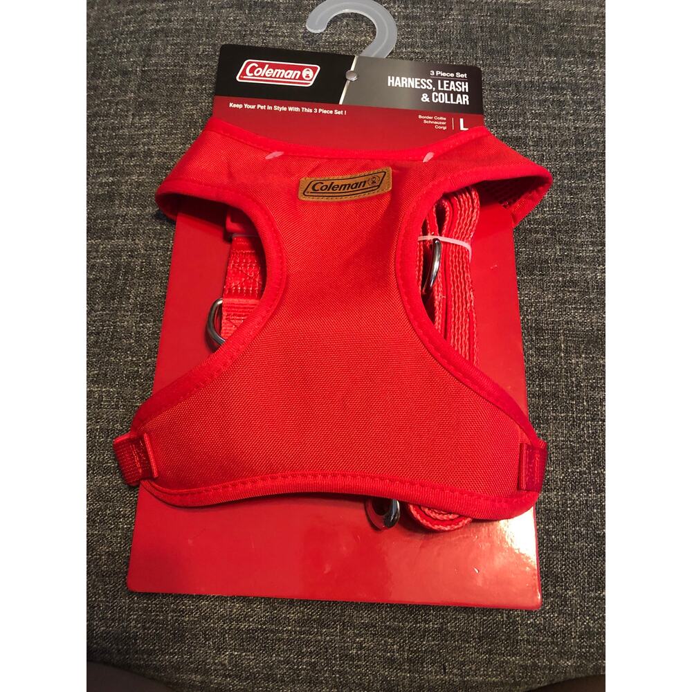 Dog Coleman harness/collar/leash large/red/New